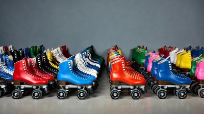 Colorful Roller Skates in Rows