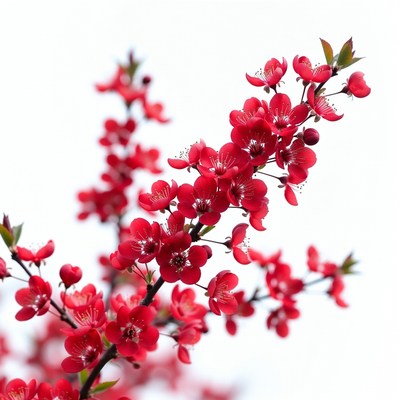 Red Cherry Blossom Branch