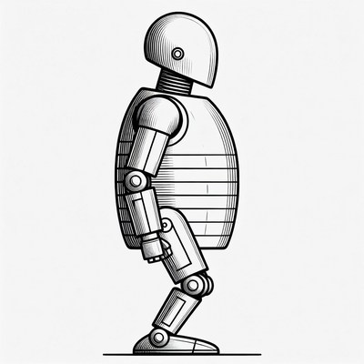 Side view line art robot