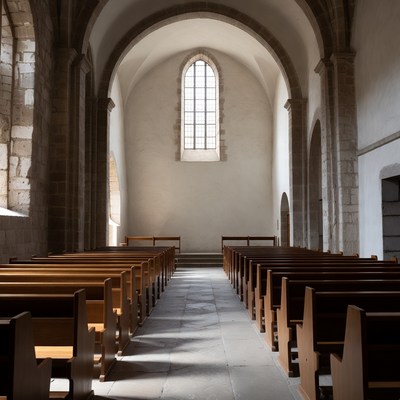 Empty Wooden Church Pews