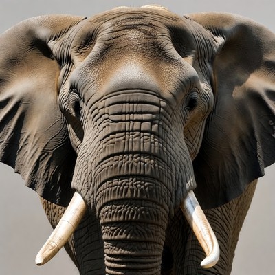 Close-up elephant head with tusks