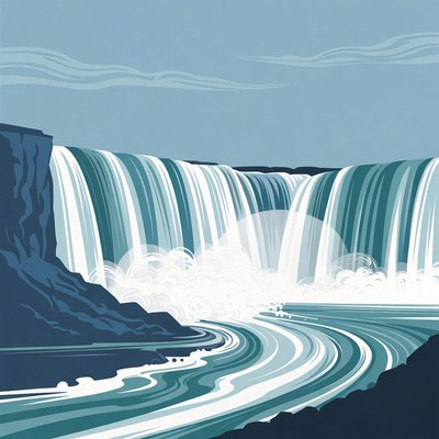 Majestic Waterfall Cascading Over Cliffs