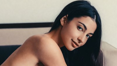 Beautiful woman with long black hair