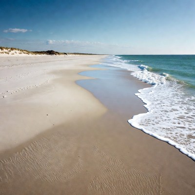 Sandy Beach with Ocean Waves