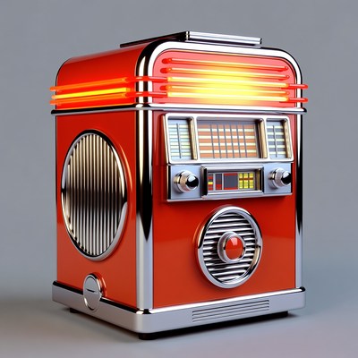 Vintage Red Jukebox with Neon Lights