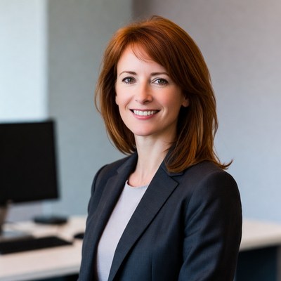 Redhead woman in office suit