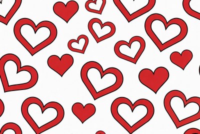 Red Heart Seamless Pattern