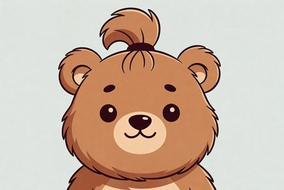 Cute cartoon bear with ponytail