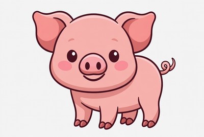 Cute pink pig illustration