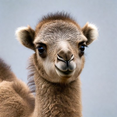 Cute baby camel closeup