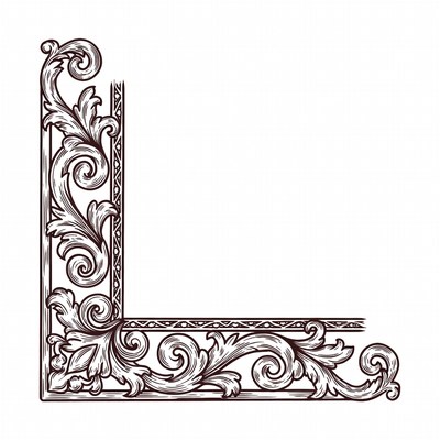 Ornate Floral Corner Border Illustration