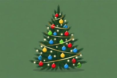 Decorated Christmas Tree Illustration