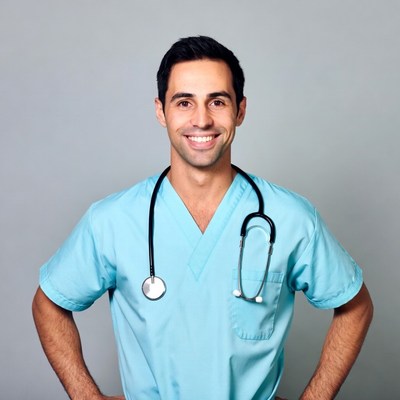 Smiling male doctor with stethoscope