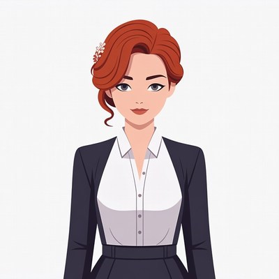 Redhead woman in suit illustration