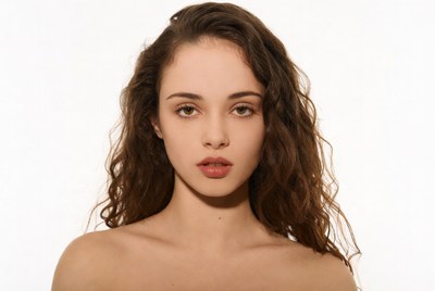 Young woman with wavy brown hair