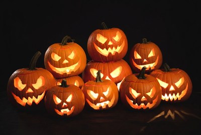 Jack-o'-lanterns on black background