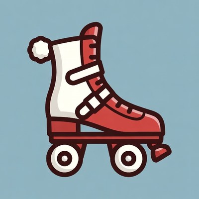 Red Christmas Roller Skate Clipart