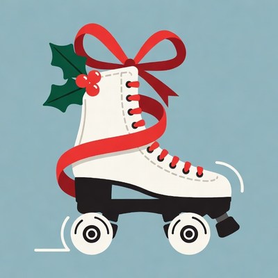 White Roller Skate with Red Bow