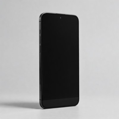 Black iPhone on gray background