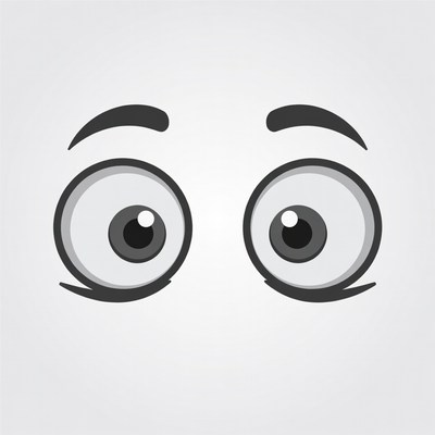 Cartoon surprised wide eyes