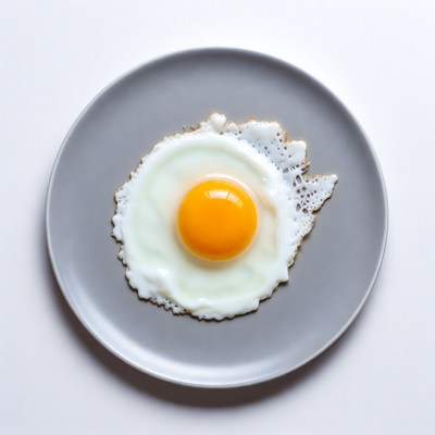 Sunny Side Up Egg on Gray Plate