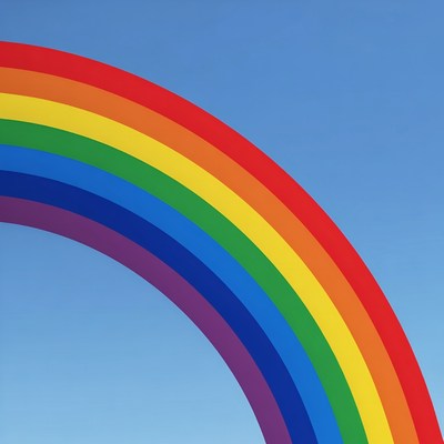 Rainbow arc on blue sky