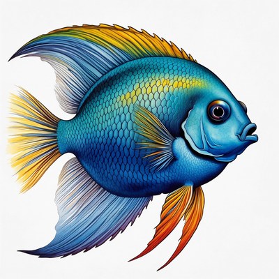 Colorful Blue Angelfish Illustration