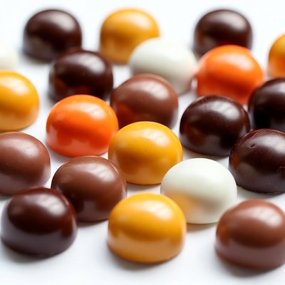 Colorful Chocolate Balls on White Background