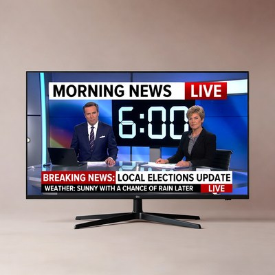 TV Screen Morning News Anchors
