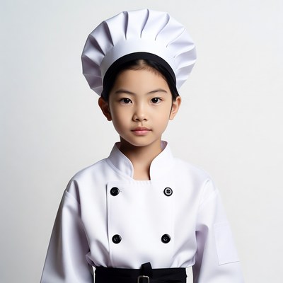 Asian girl in chef uniform