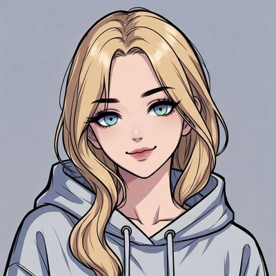 Blonde anime girl in hoodie