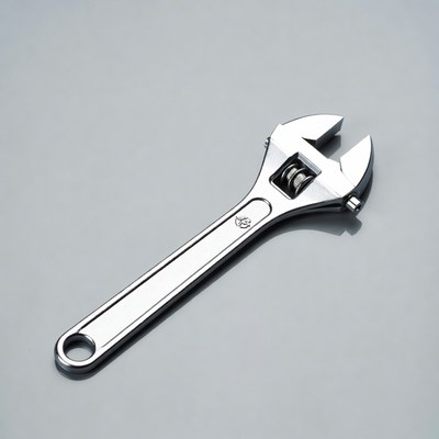 Silver Adjustable Wrench Isolated