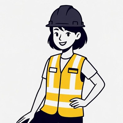 Smiling woman in hard hat and vest