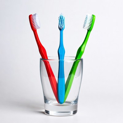 Three Toothbrushes in Glass