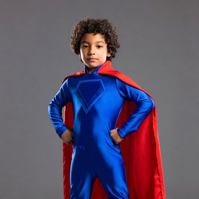 African-American boy in Superman costume
