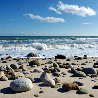 Rocky Beach with Ocean Waves