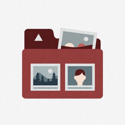 Open folder with photos illustration