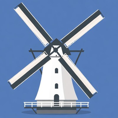White windmill illustration