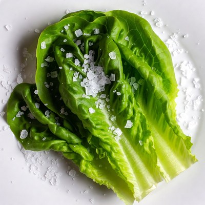 Fresh Lettuce Sprinkled with Salt