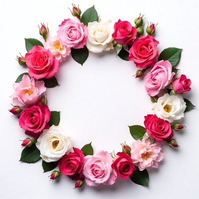 Pink and White Roses Circle