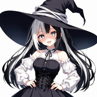 Anime girl in black witch hat