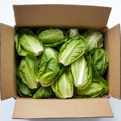 Fresh Lettuce in Open Cardboard Box
