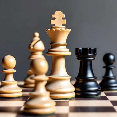 Chess pieces on board