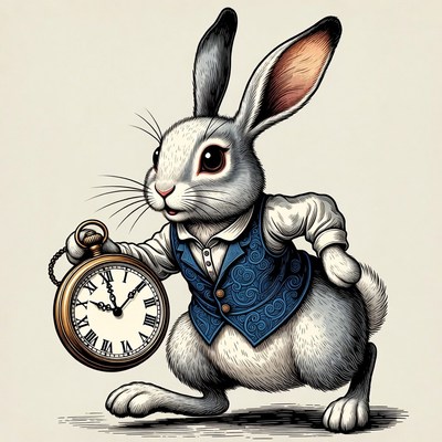 White Rabbit holding pocket watch