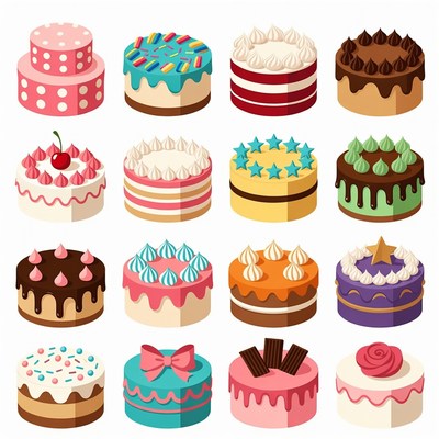 Colorful Cake Illustrations Collection
