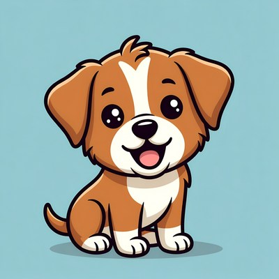 Cute cartoon puppy sitting