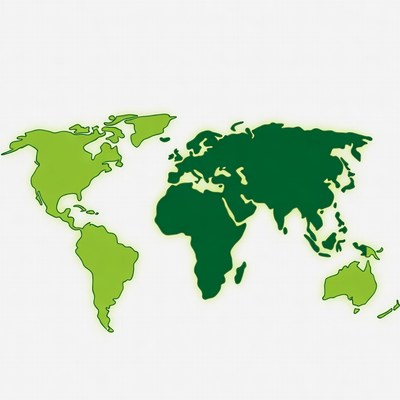 Green World Map Outline