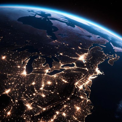 Earth from space at night