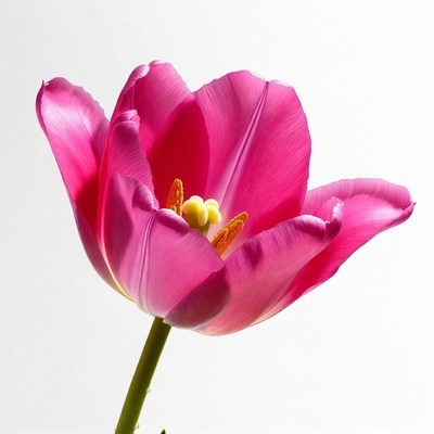 Pink Tulip Flower on White Background