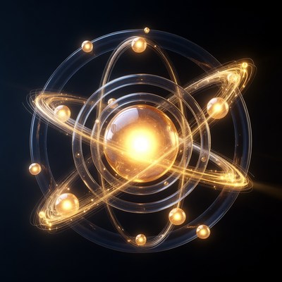 Glowing 3D Atom Model